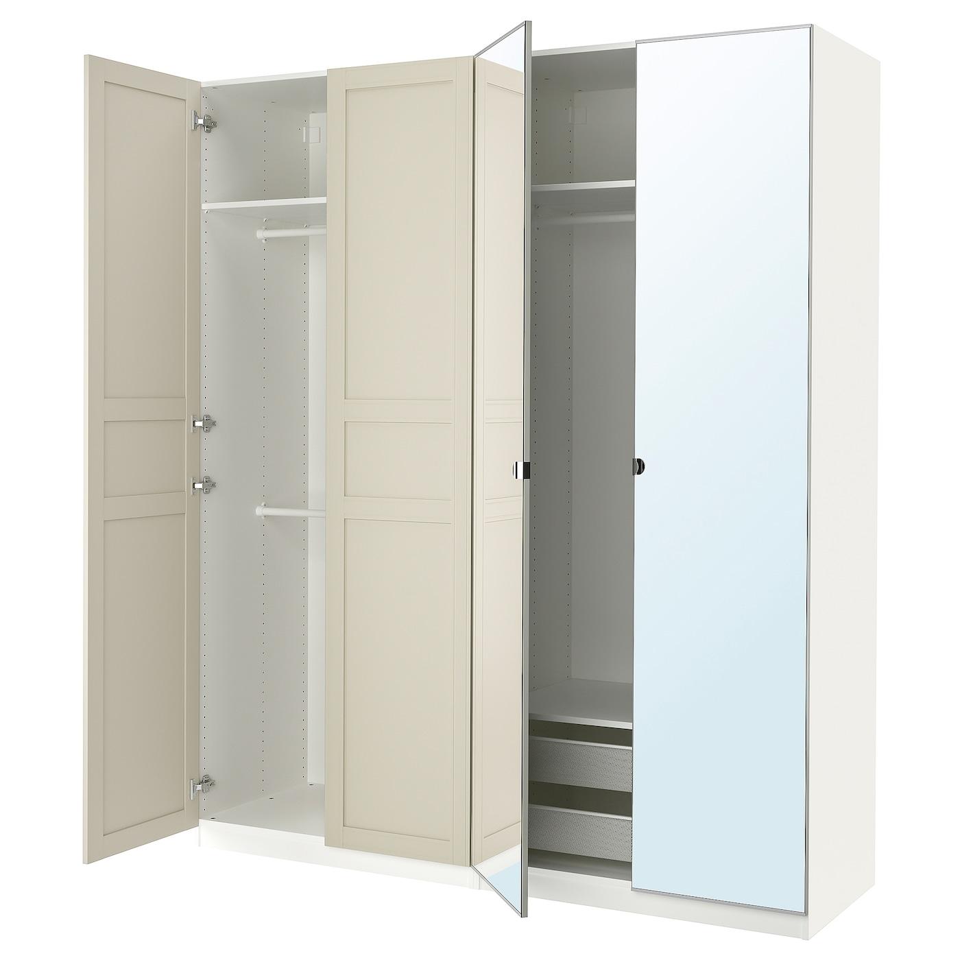 PAX / FLISBERGET/VIKEDAL Комбинация шкафа, белый / светло-бежевый зеркало,  200x60x236 см